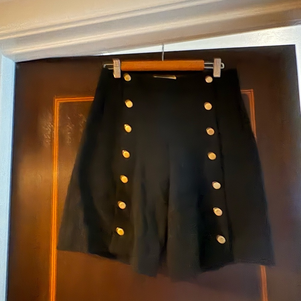 Black Wool Bermuda Shorts with Gold Buttons